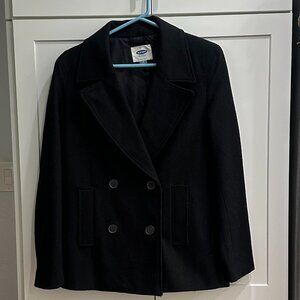 Old Navy Women's Black Double-Breasted Pea Coat, Medium